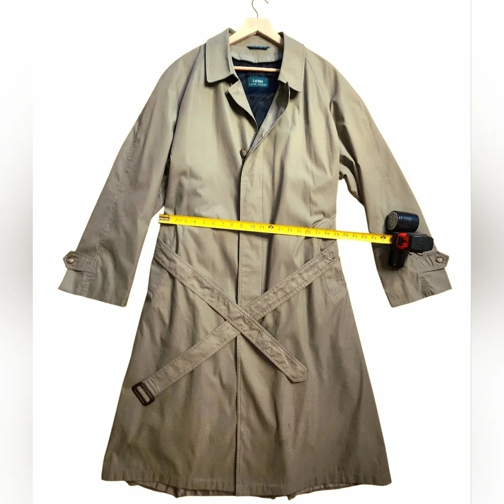 Lauren RL Vintage Trench Coat Mens 44 Long Khaki, RN76926 Made In Vietnam